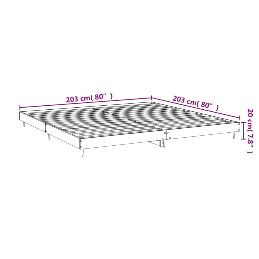 Cadre de lit sans matelas chêne marron 200x200 cm - 9