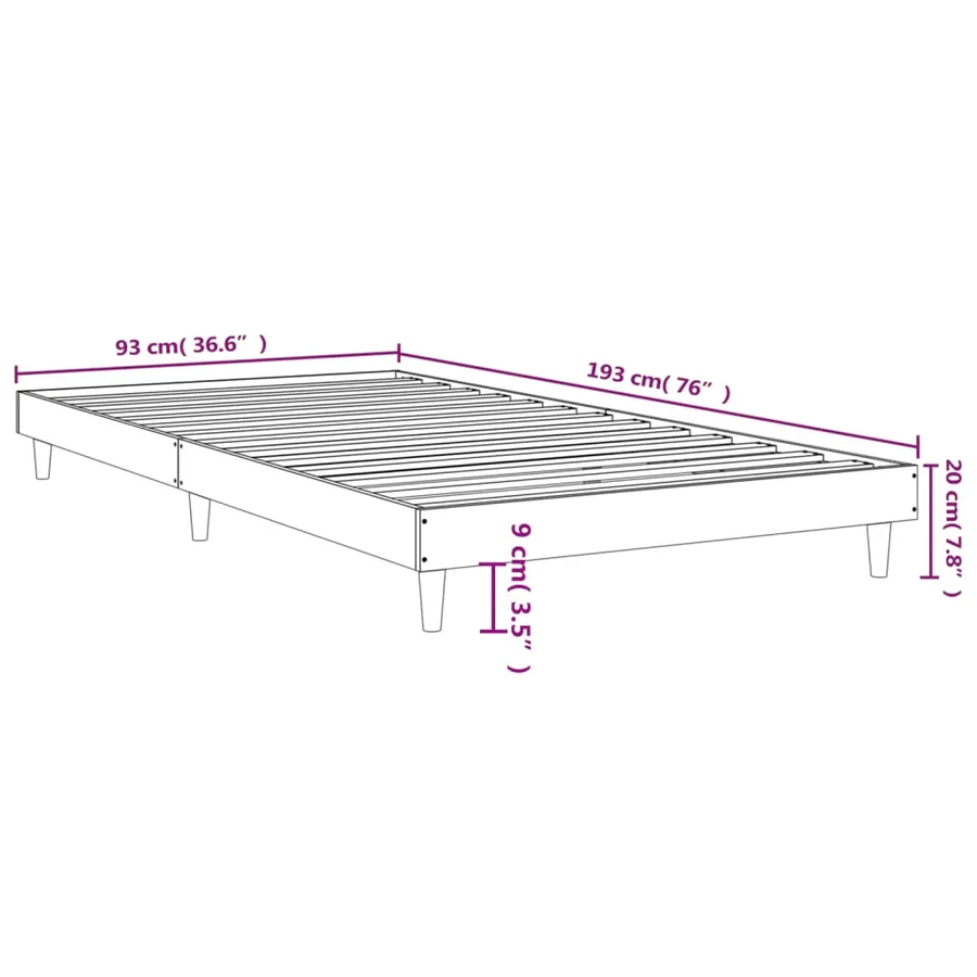 Cadre de lit sans matelas chêne fumé 90x190cm bois d'ingénierie - 9