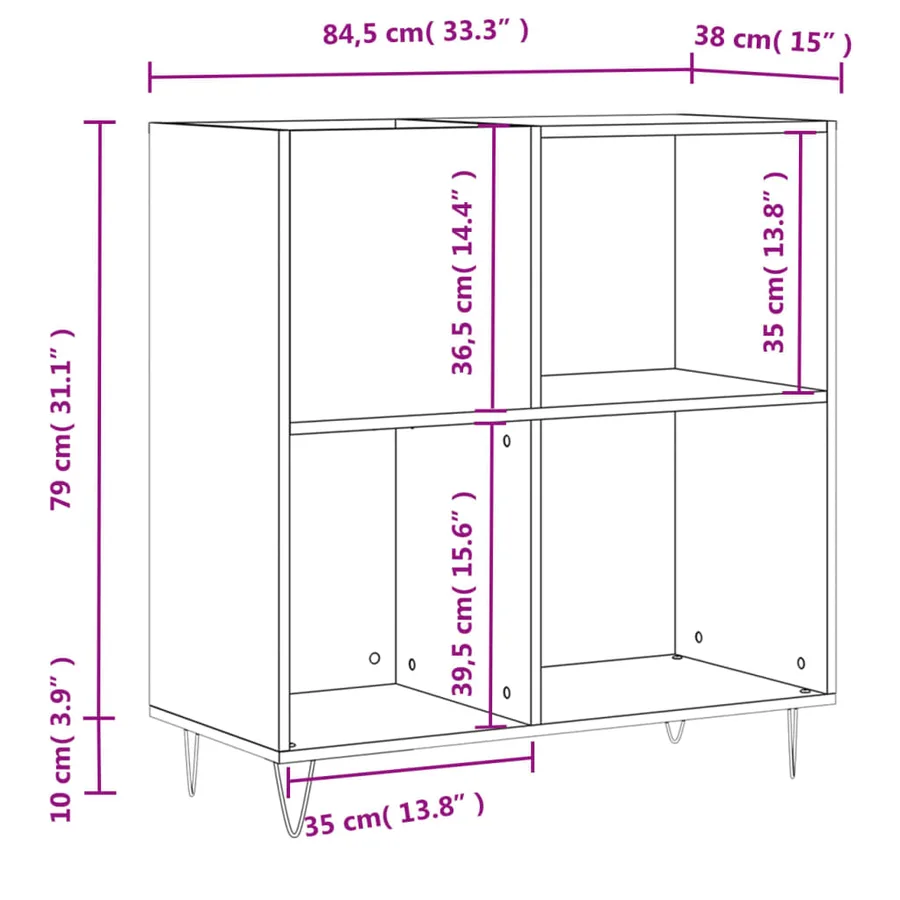 Armoire à disques chêne fumé 84,5x38x89 cm bois d'ingénierie - 10