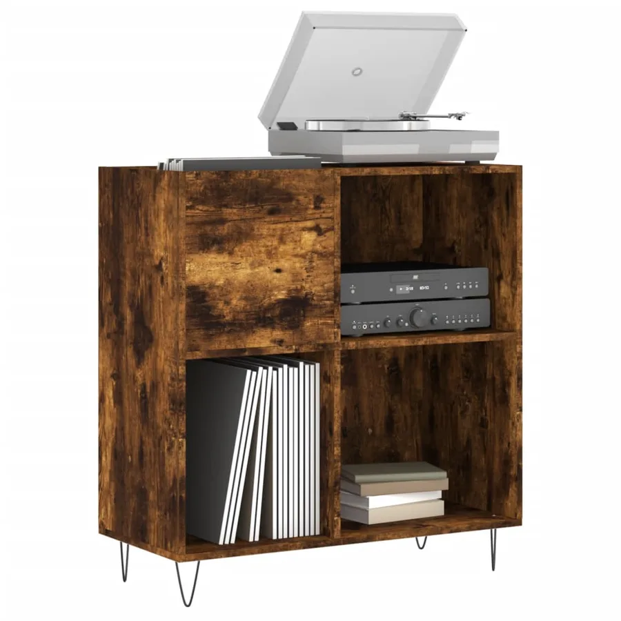 Armoire à disques chêne fumé 84,5x38x89 cm bois d'ingénierie - 3