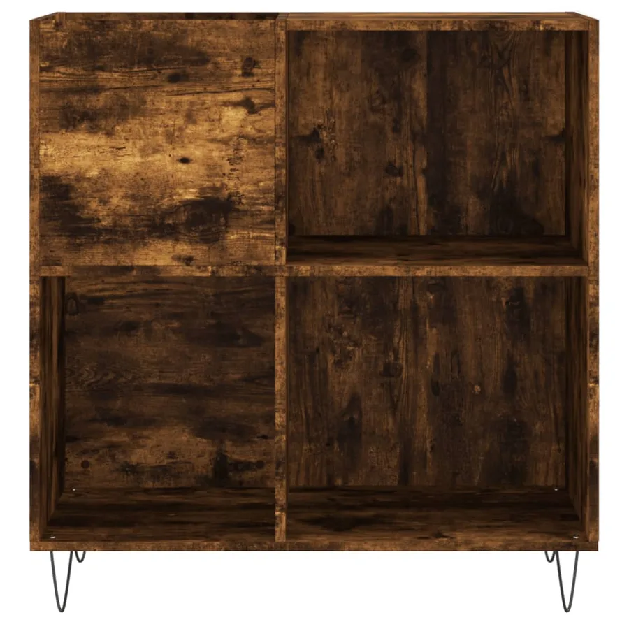 Armoire à disques chêne fumé 84,5x38x89 cm bois d'ingénierie - 4
