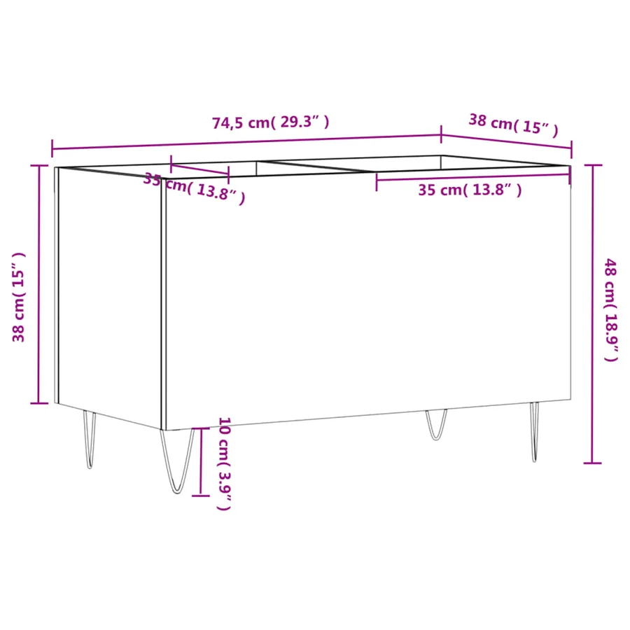 Armoire à disques gris béton 74,5x38x48 cm bois d'ingénierie - 9