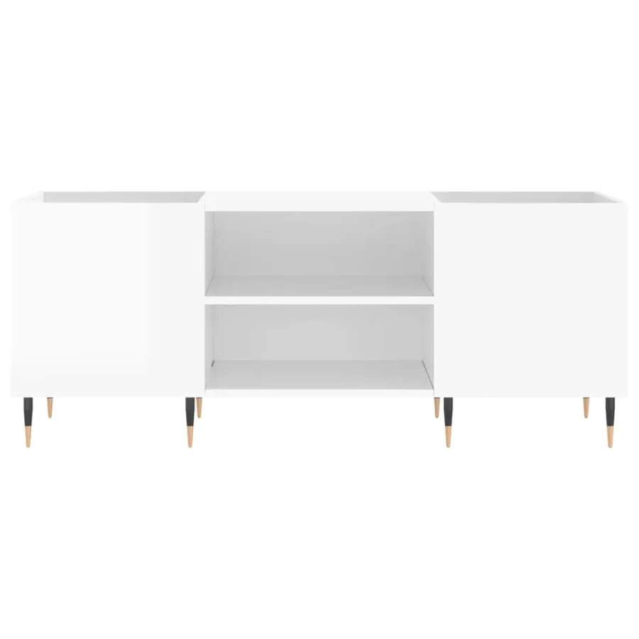 Armoire à disques blanc brillant 121x38x48 cm bois d'ingénierie - 4