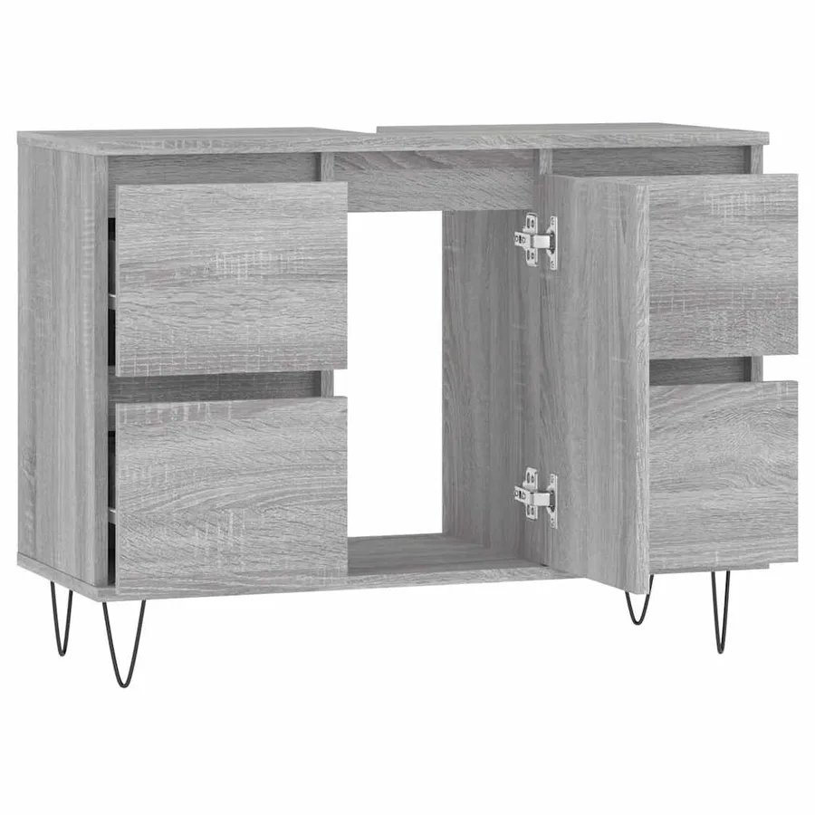 Armoire salle de bain sonoma gris 80x33x60 cm bois d'ingénierie - 5