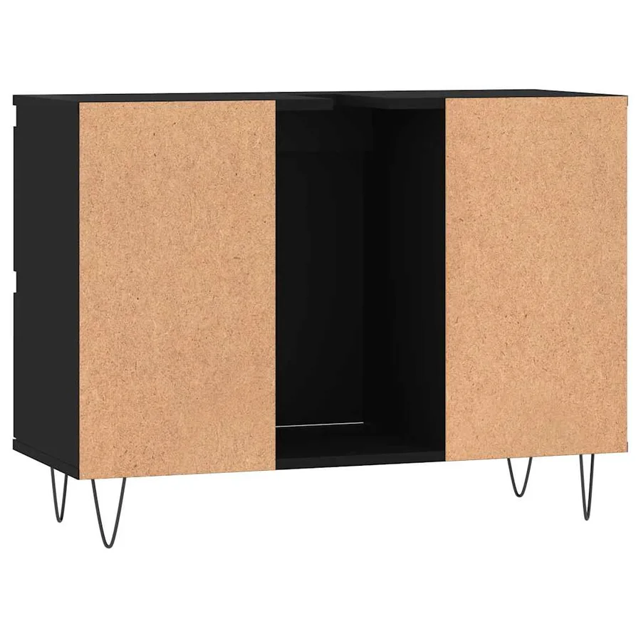 Armoire de salle de bain noir 80x33x60 cm bois d'ingénierie - 7
