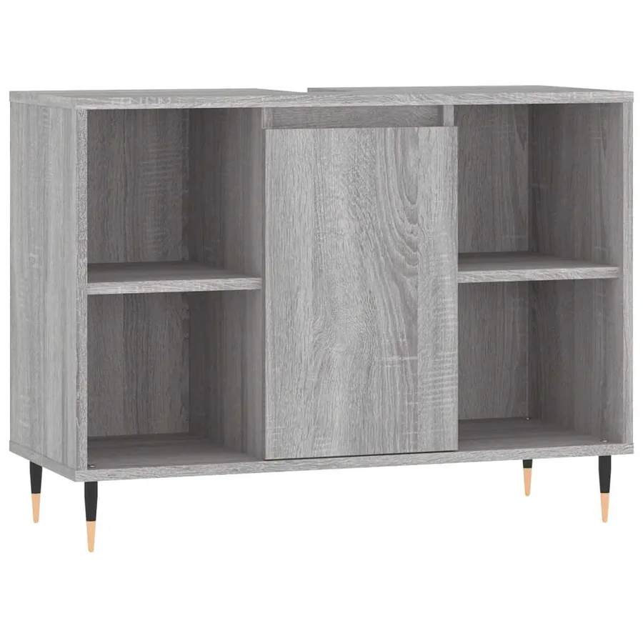 Armoire salle de bain sonoma gris 80x33x60 cm bois d'ingénierie - 2