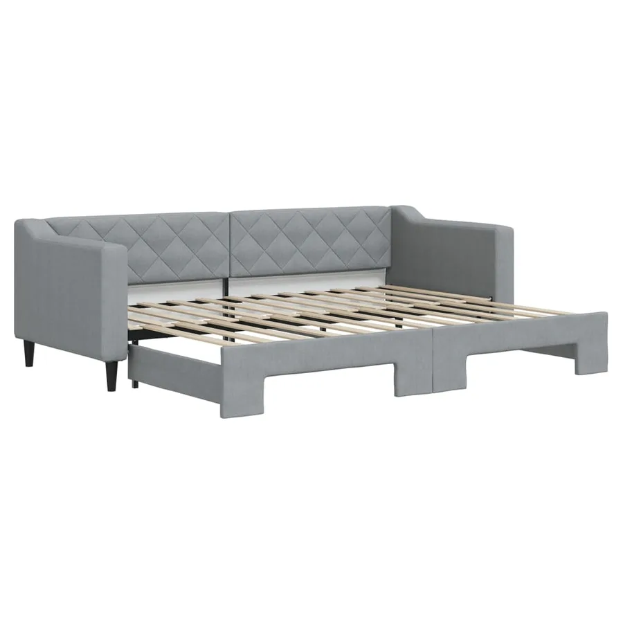 Lit de jour avec gigogne sans matelas gris clair 80x200 cm - 2