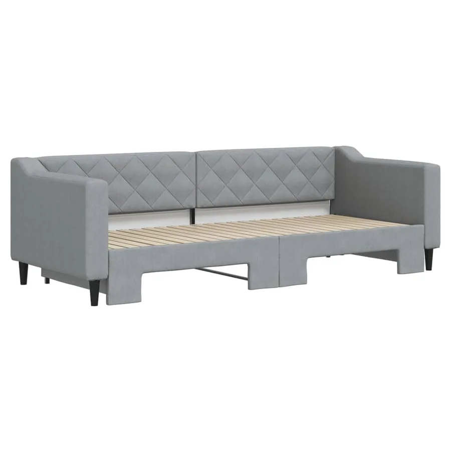Lit de jour avec gigogne sans matelas gris clair 80x200 cm - 3