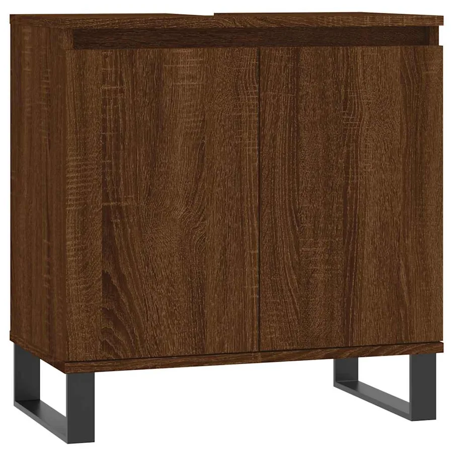 Armoire de bain chêne marron 58x33x60 cm bois d'ingénierie - 2