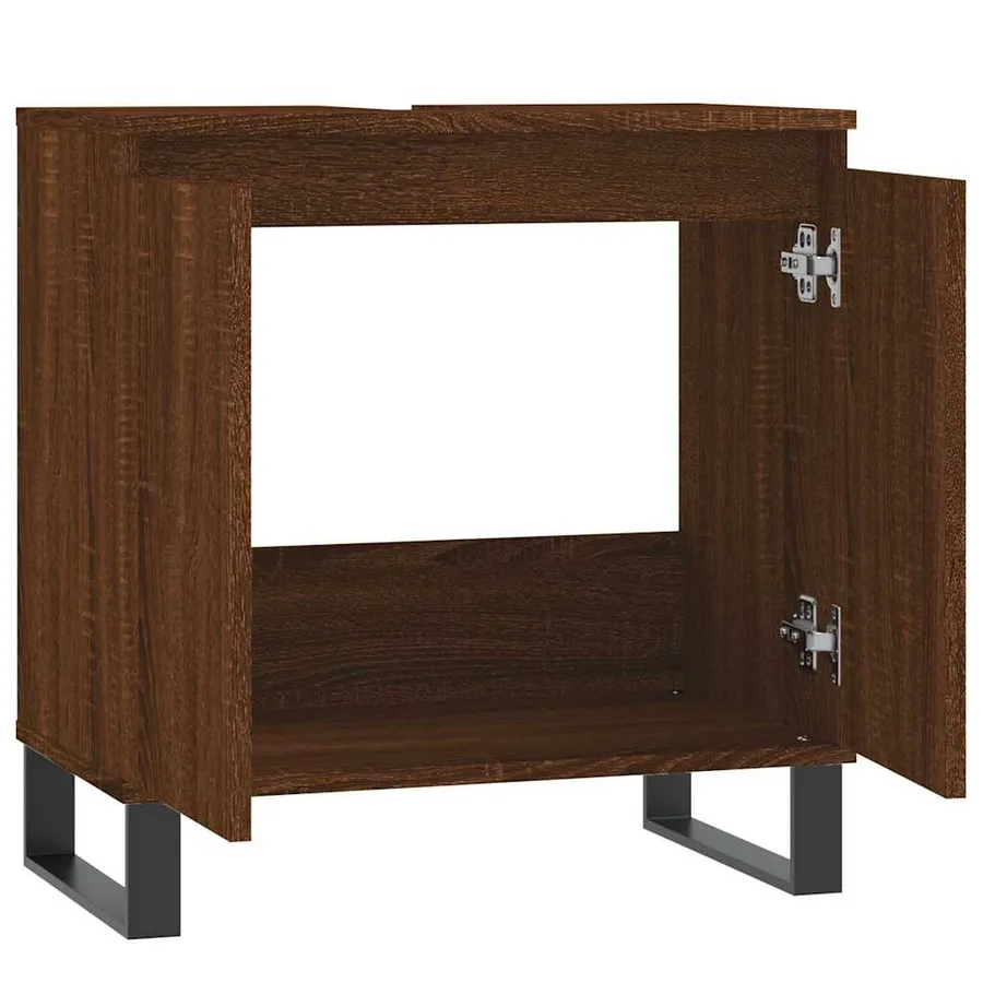 Armoire de bain chêne marron 58x33x60 cm bois d'ingénierie - 5