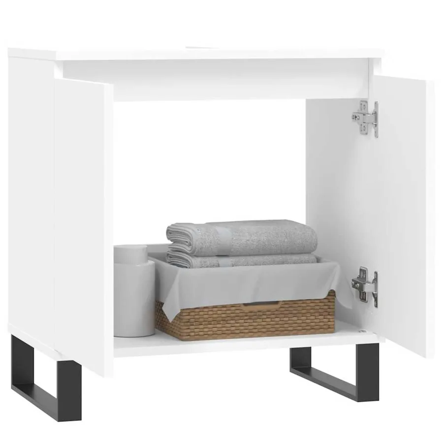 Armoire de salle de bain blanc 58x33x60 cm bois d'ingénierie - 3