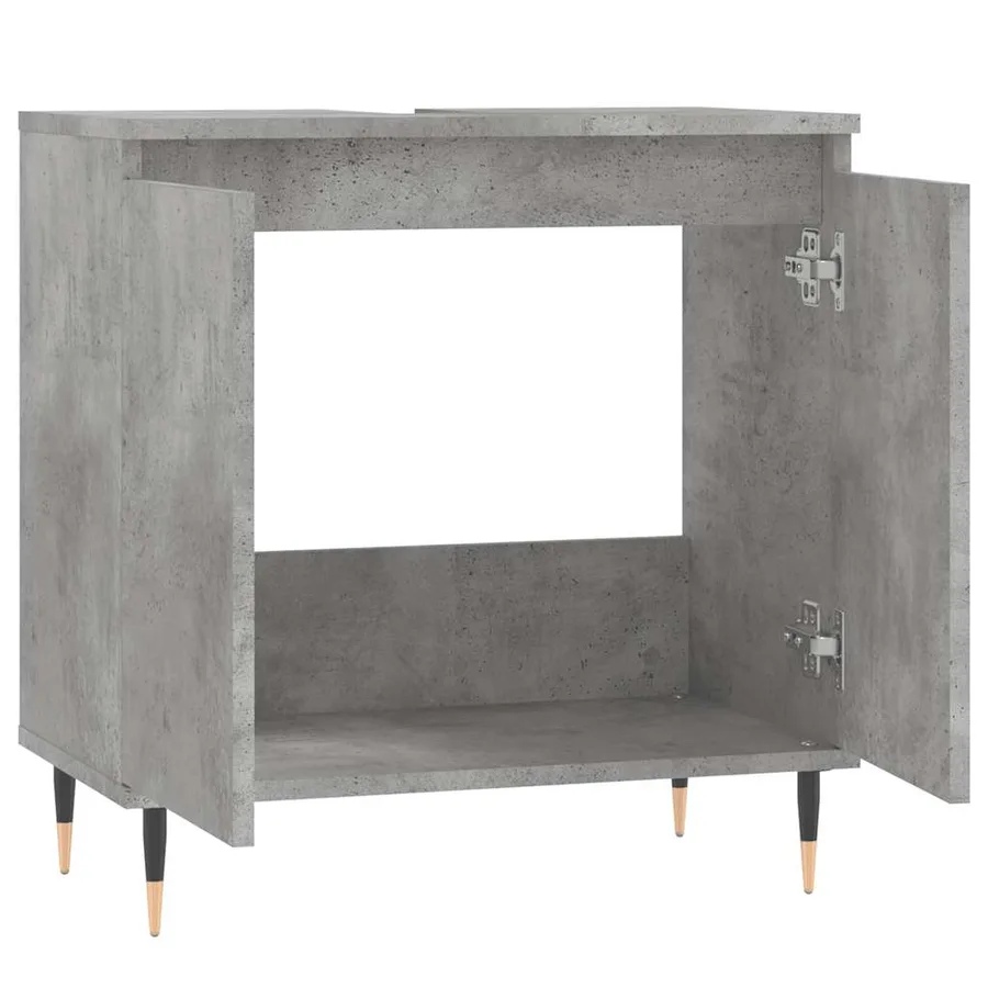 Armoire de bain gris béton 58x33x60 cm bois d'ingénierie - 5