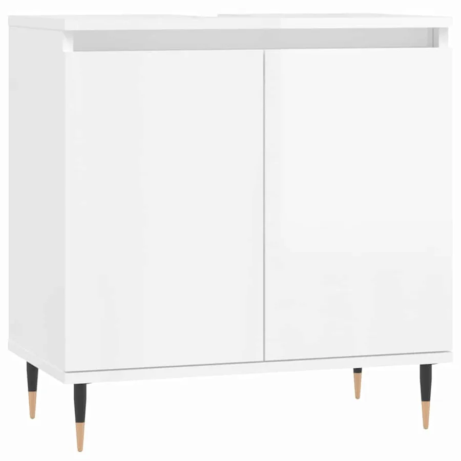 Armoire de bain blanc brillant 58x33x60 cm bois d'ingénierie - 2