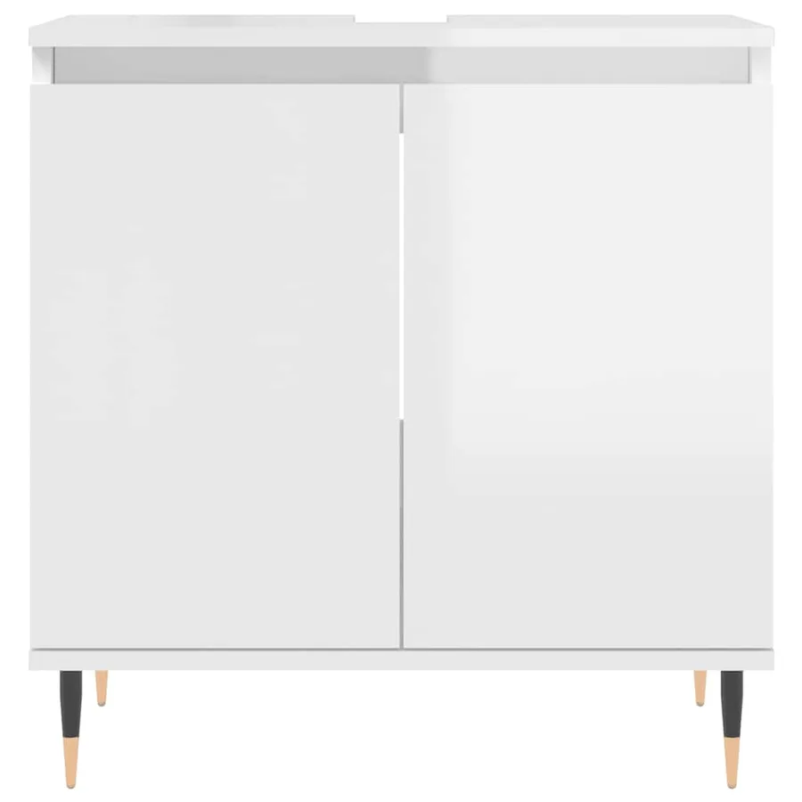 Armoire de bain blanc brillant 58x33x60 cm bois d'ingénierie - 4