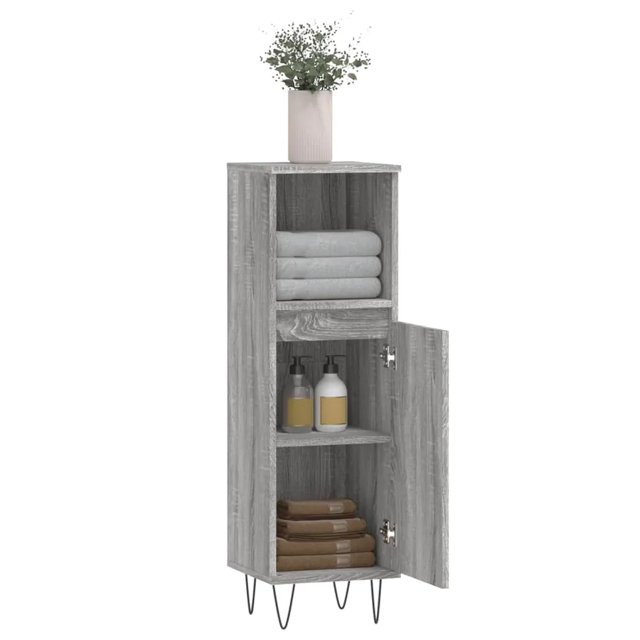 Armoire salle de bain sonoma gris 30x30x100 cm - 4