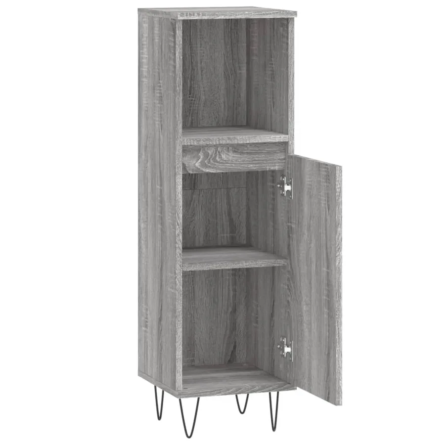 Armoire salle de bain sonoma gris 30x30x100 cm - 6