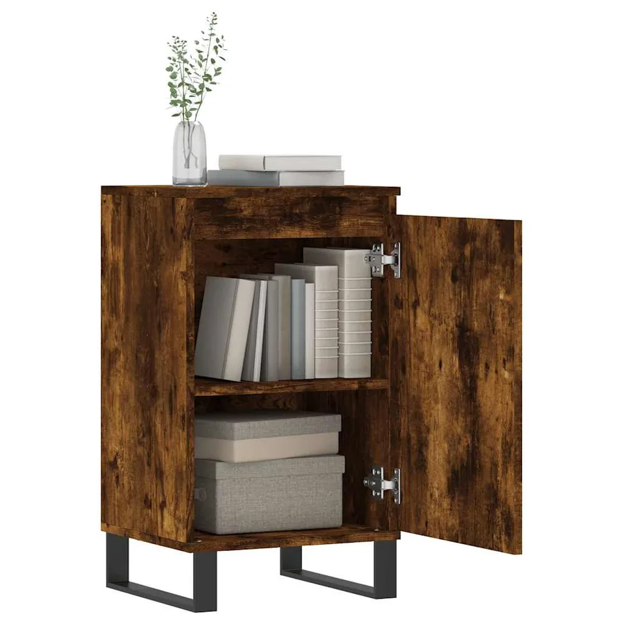 Buffet chêne fumé 40x35x70 cm bois d'ingénierie - 9