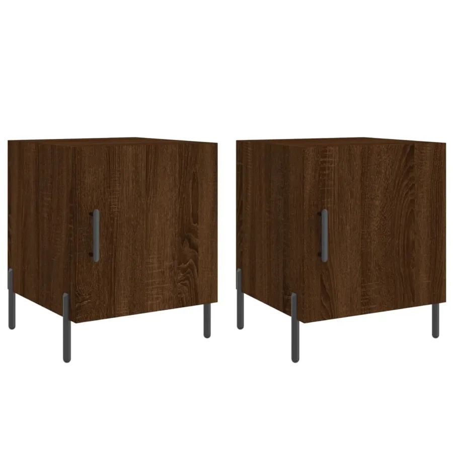 Tables de chevet 2pcs chêne marron 40x40x50cm bois d'ingénierie - 2