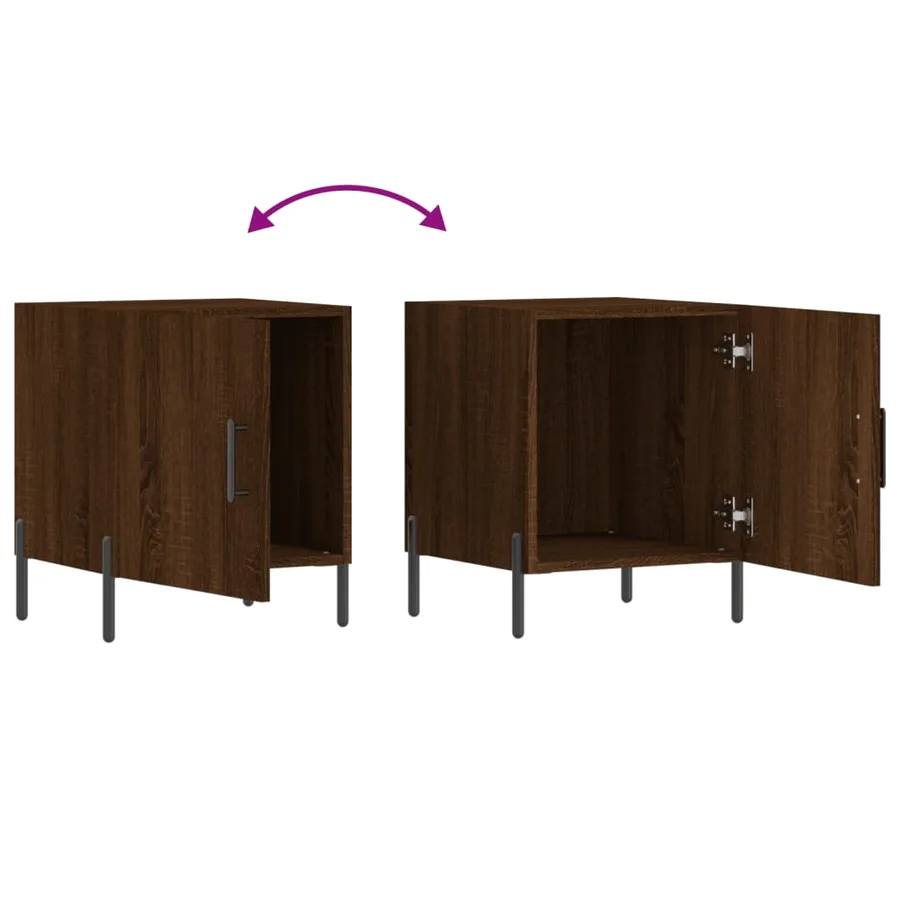 Tables de chevet 2pcs chêne marron 40x40x50cm bois d'ingénierie - 9