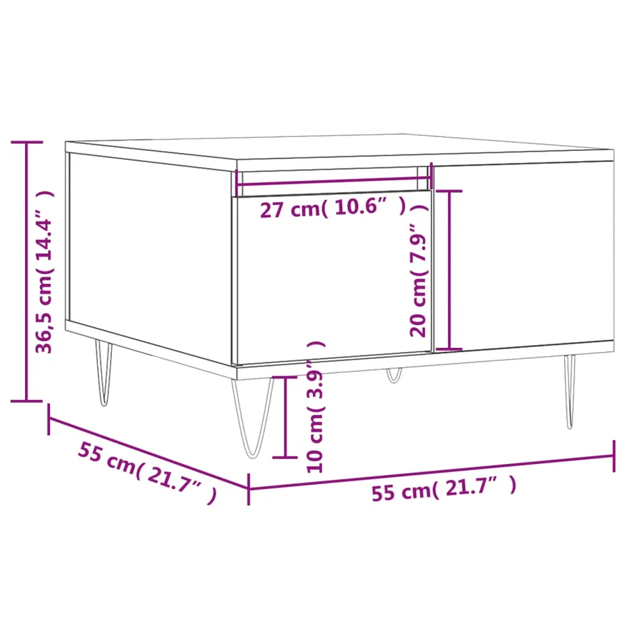 Table basse chêne sonoma 55x55x36,5 cm bois d'ingénierie - 11