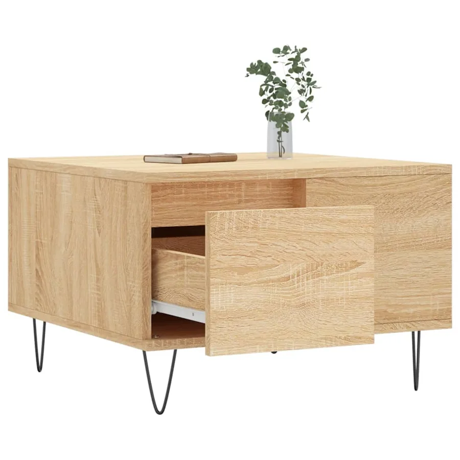 Table basse chêne sonoma 55x55x36,5 cm bois d'ingénierie - 4