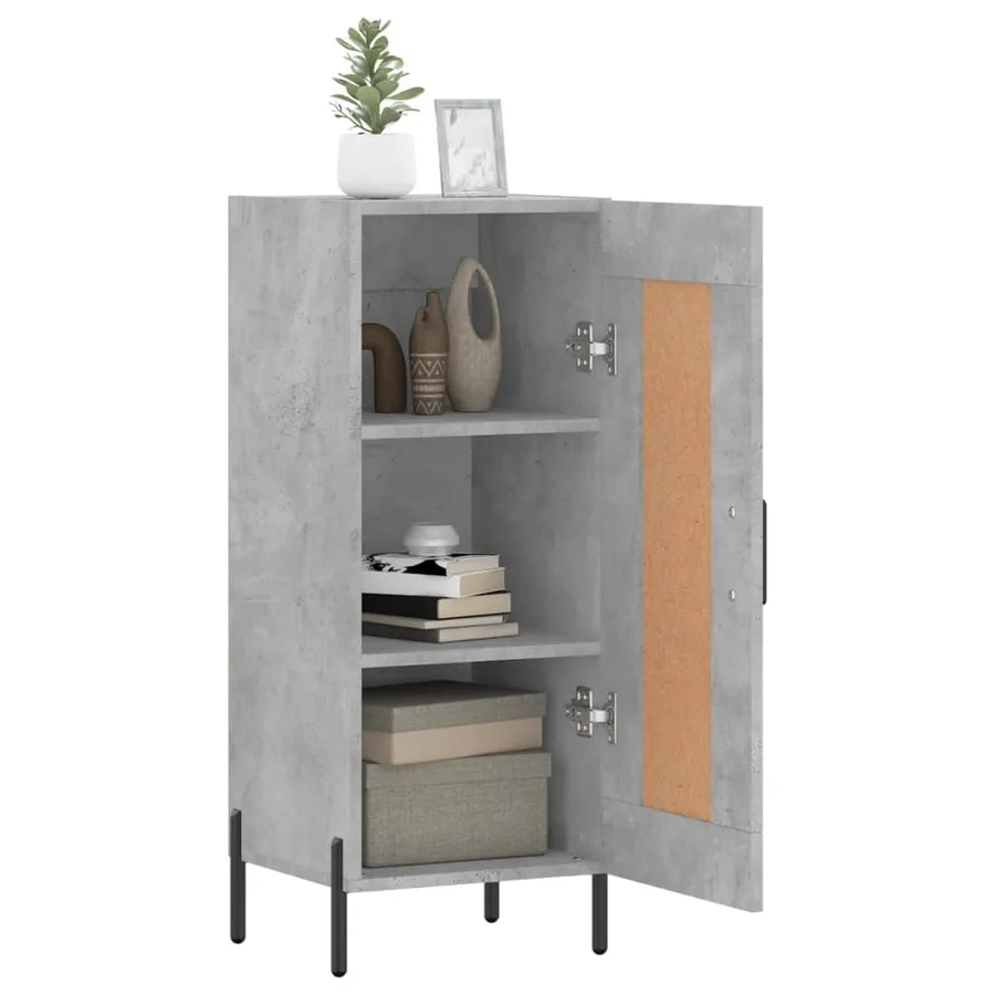Buffet Gris béton 34,5x34x90 cm Bois d'ingénierie - 4