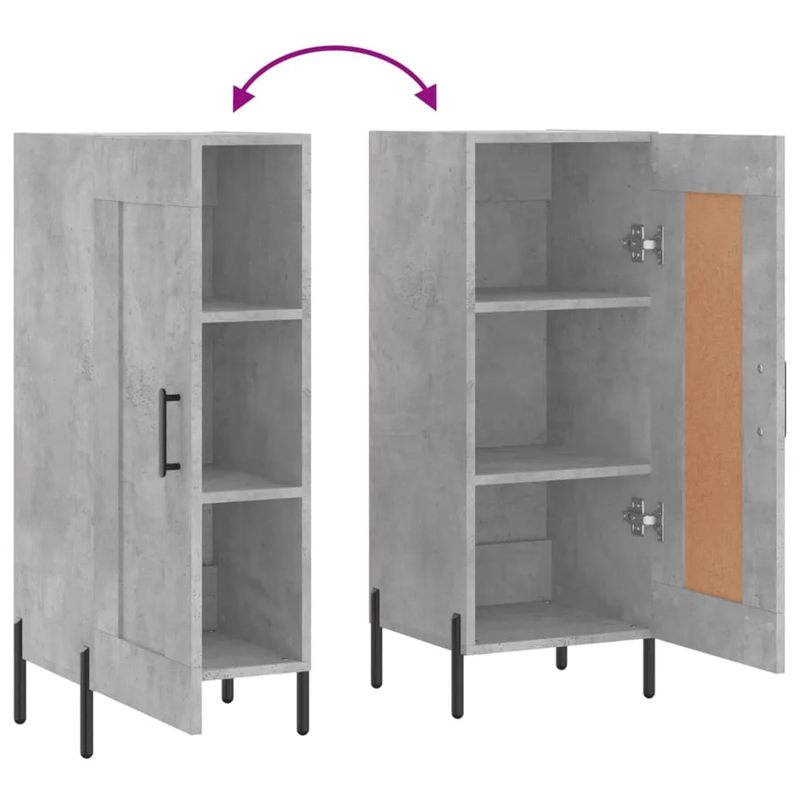 Buffet Gris béton 34,5x34x90 cm Bois d'ingénierie - 9