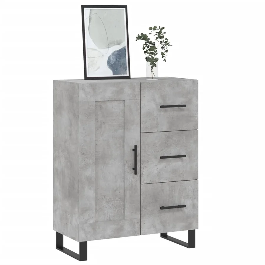 Buffet gris béton 69,5x34x90 cm bois d'ingénierie - 3