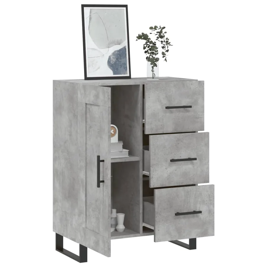 Buffet gris béton 69,5x34x90 cm bois d'ingénierie - 4