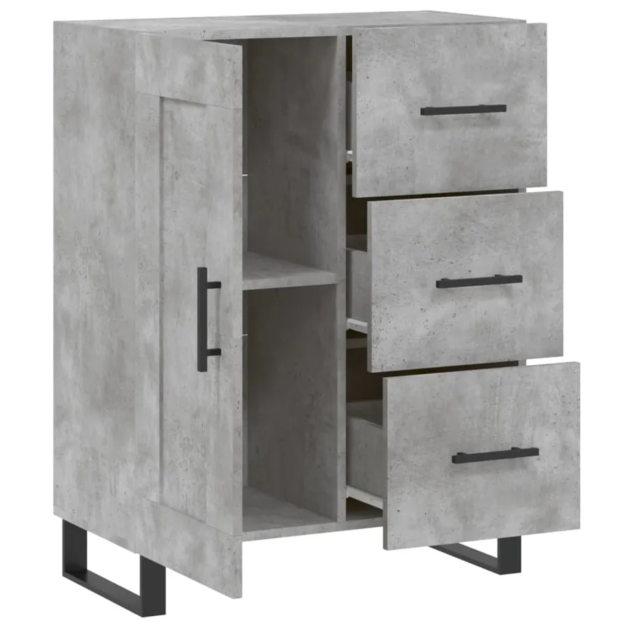 Buffet gris béton 69,5x34x90 cm bois d'ingénierie - 6