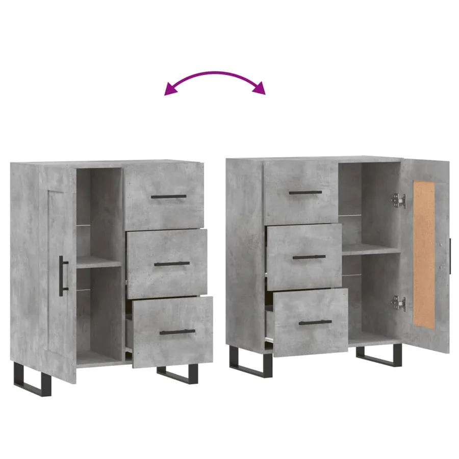Buffet gris béton 69,5x34x90 cm bois d'ingénierie - 9