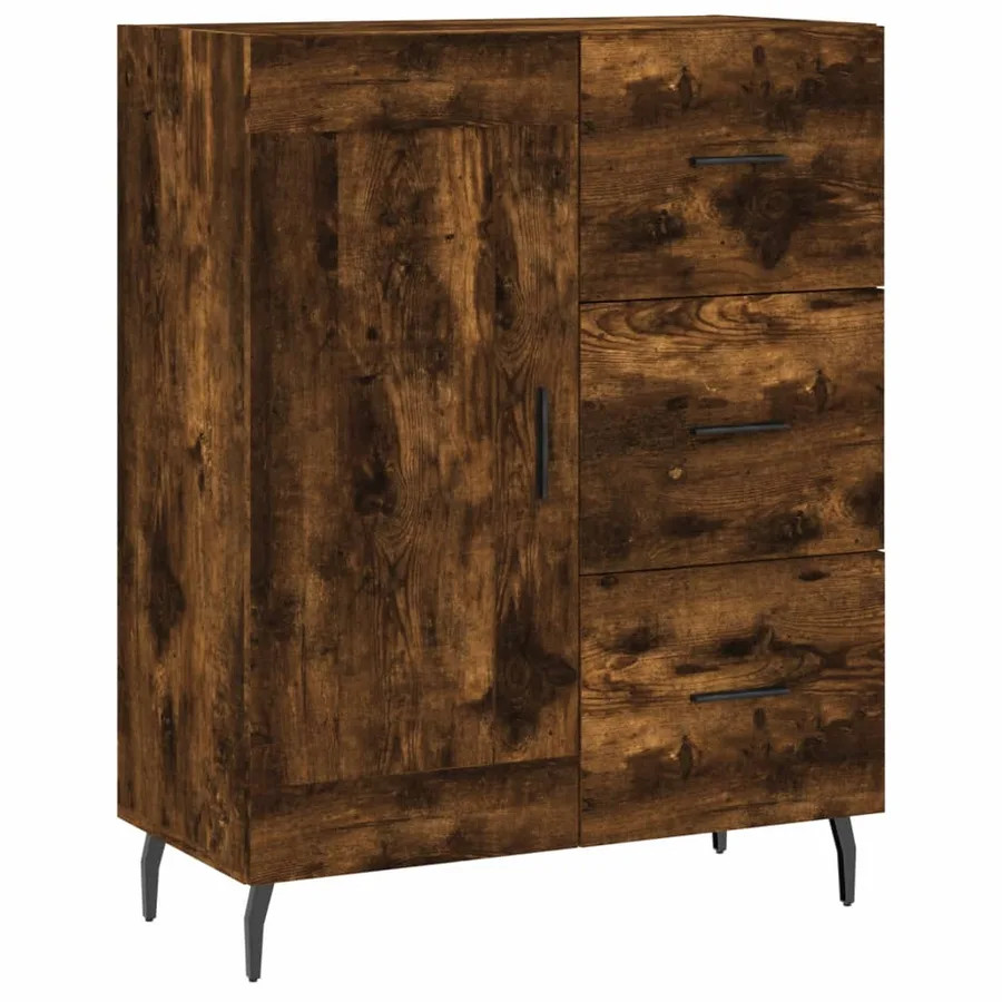 Buffet chêne fumé 69,5x34x90 cm bois d'ingénierie - 2