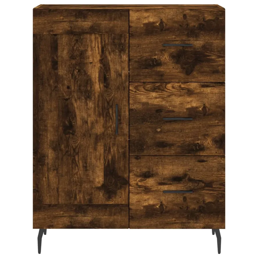 Buffet chêne fumé 69,5x34x90 cm bois d'ingénierie - 5