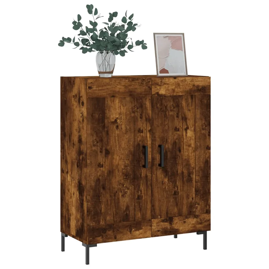 Buffet chêne fumé 69,5x34x90 cm bois d'ingénierie - 3