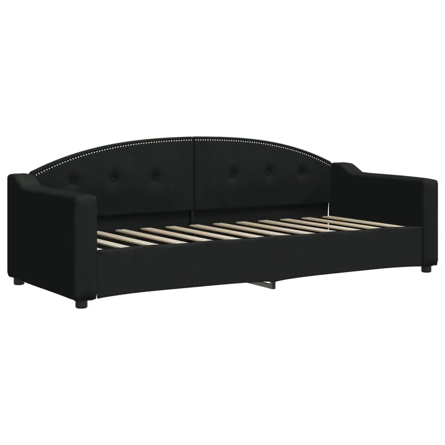 Lit de jour avec lit gigogne et matelas noir 80x200 cm tissu - 4