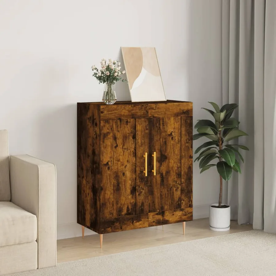 Buffet chêne fumé 69,5x34x90 cm bois d'ingénierie