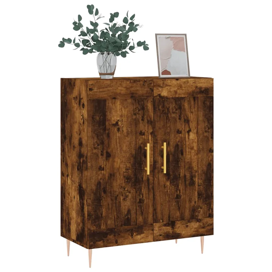 Buffet chêne fumé 69,5x34x90 cm bois d'ingénierie - 3