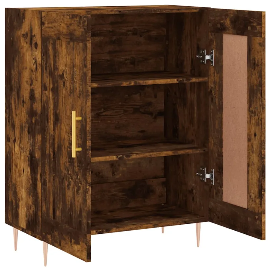 Buffet chêne fumé 69,5x34x90 cm bois d'ingénierie - 6