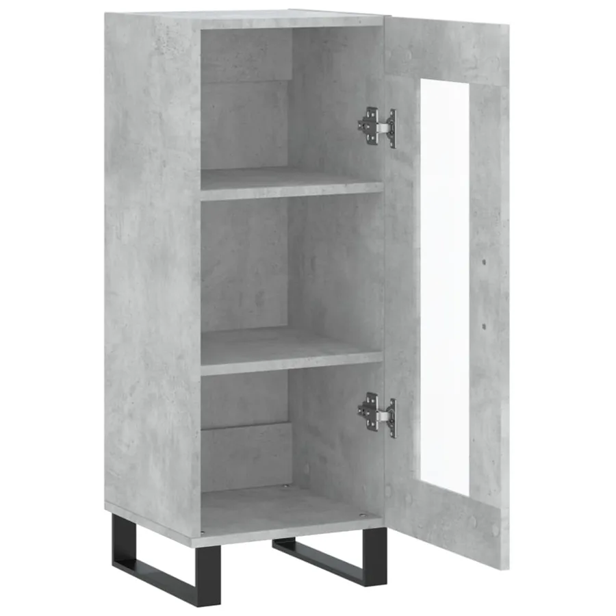 Buffet Gris béton 34,5x34x90 cm Bois d'ingénierie - 6