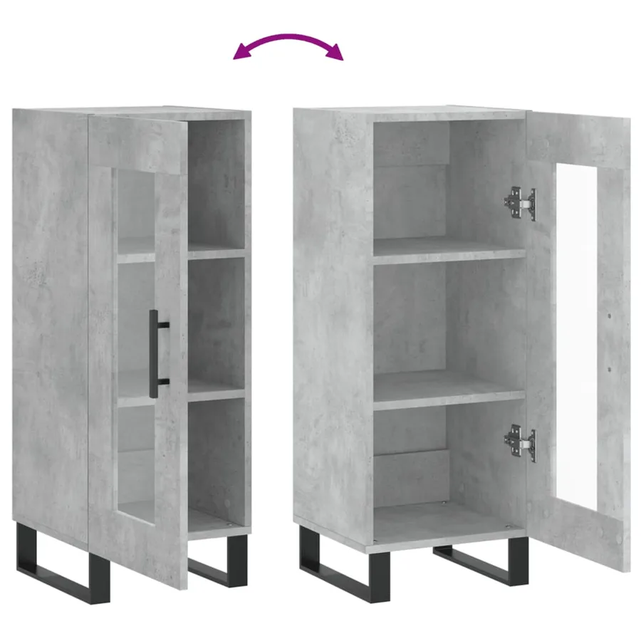 Buffet Gris béton 34,5x34x90 cm Bois d'ingénierie - 9