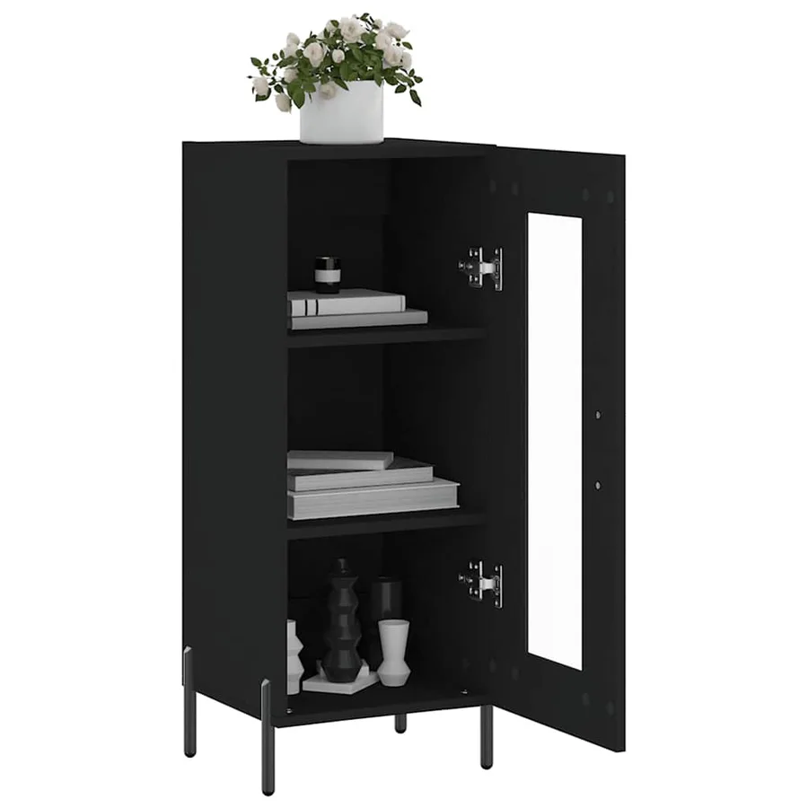 Buffet Noir 34,5x34x90 cm Bois d'ingénierie - 4