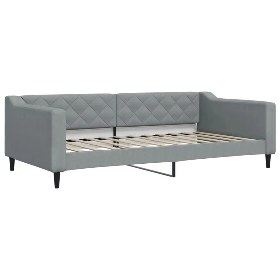Lit de jour avec gigogne et matelas gris clair 100x200 cm tissu - 4
