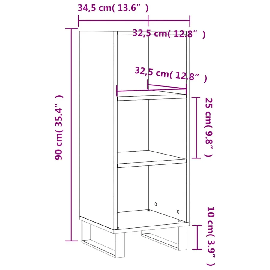 Buffet sonoma gris 34,5x32,5x90 cm bois d'ingénierie - 9