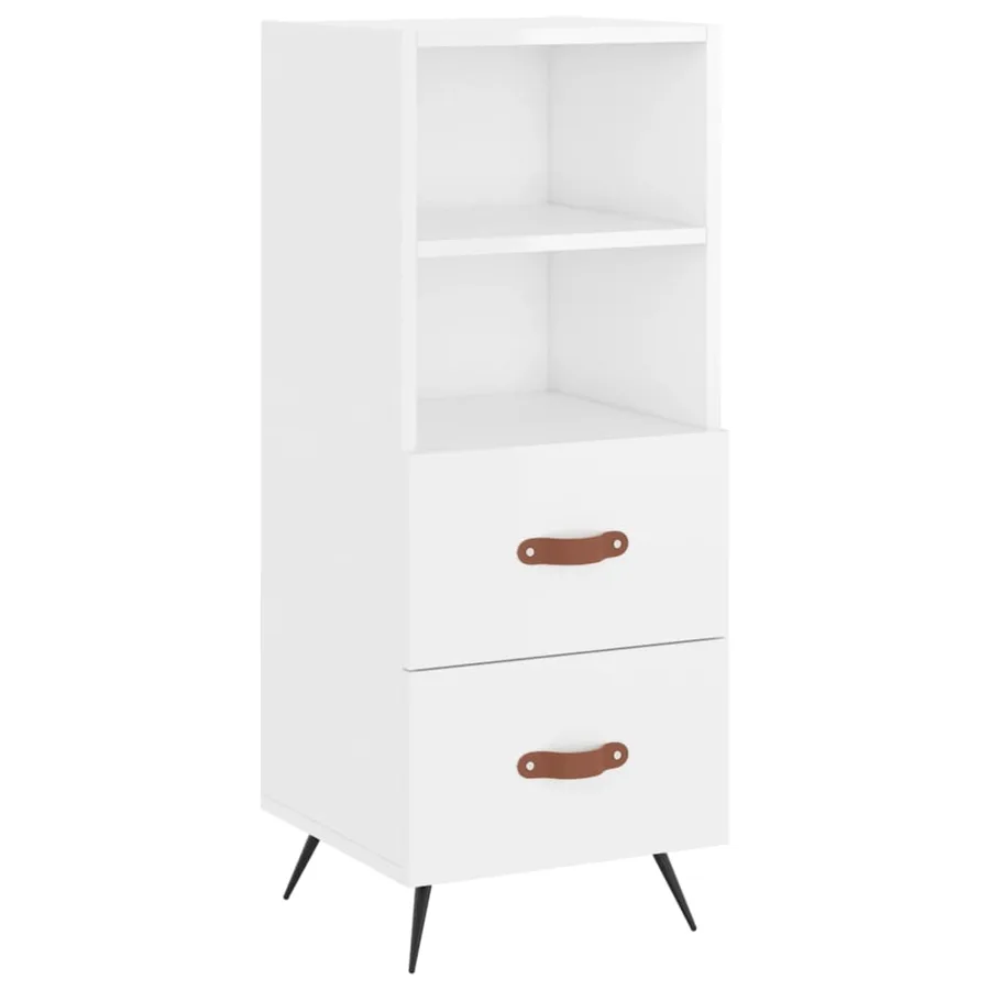 Buffet Blanc brillant 34,5x34x90 cm Bois d'ingénierie - 2