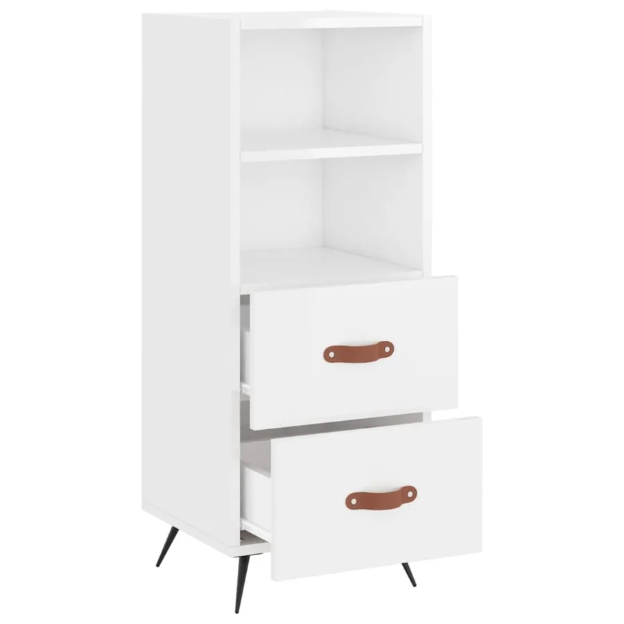 Buffet Blanc brillant 34,5x34x90 cm Bois d'ingénierie - 5