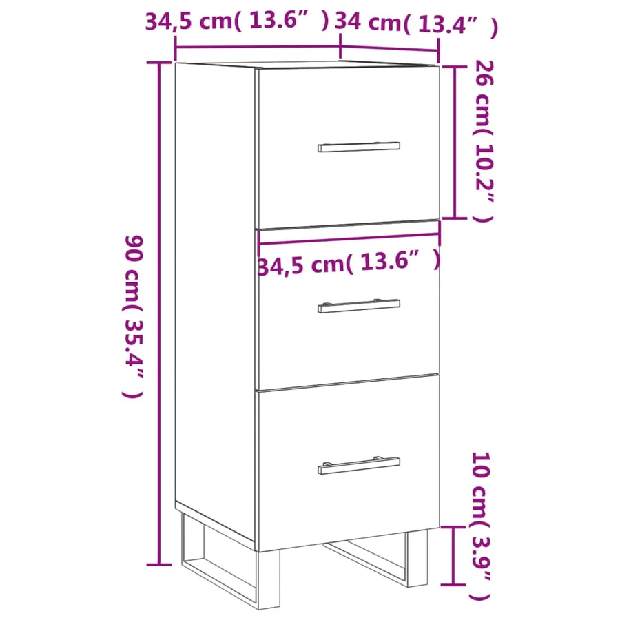 Buffet Chêne sonoma 34,5x34x90 cm Bois d'ingénierie - 12