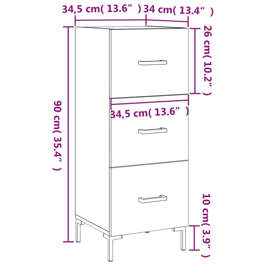 Buffet blanc 34,5x34x90 cm bois d'ingénierie - 12