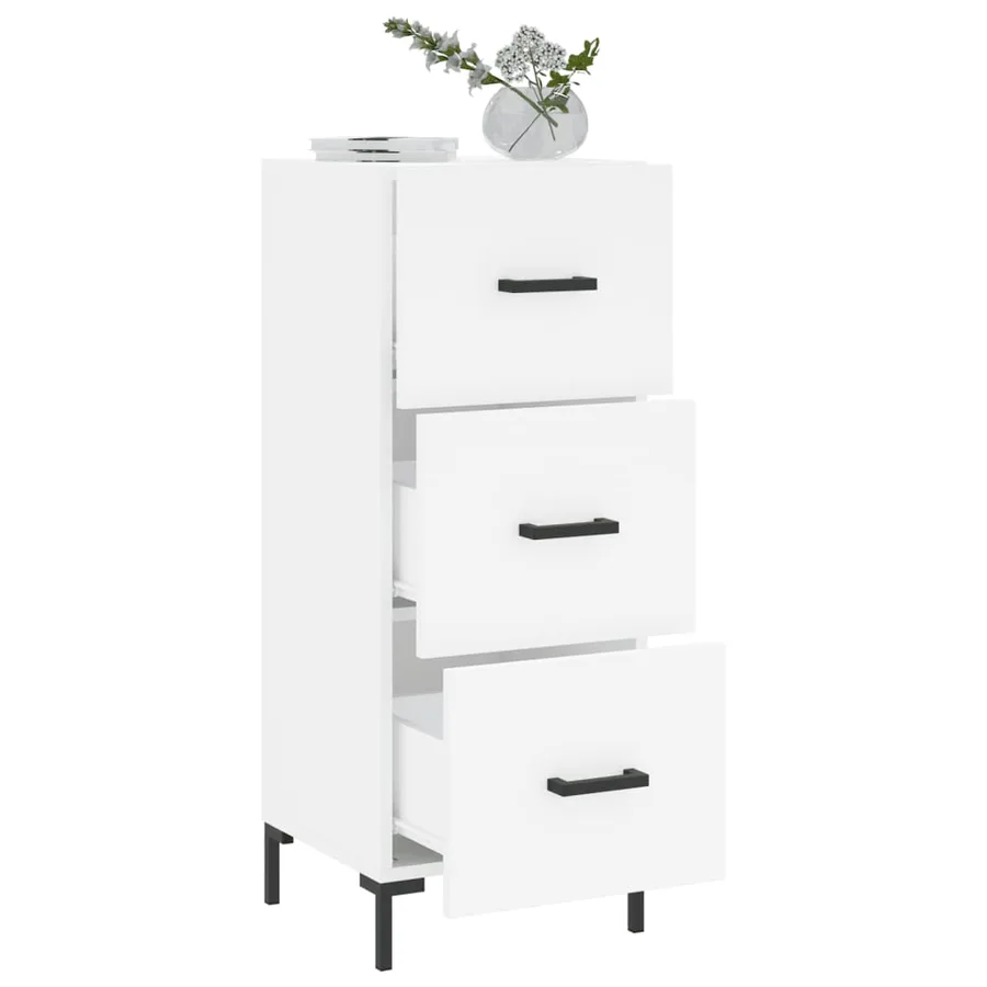 Buffet blanc 34,5x34x90 cm bois d'ingénierie - 4