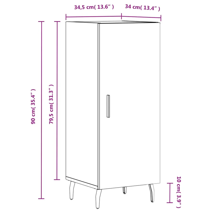 Buffet blanc 34,5x34x90 cm bois d'ingénierie - 13