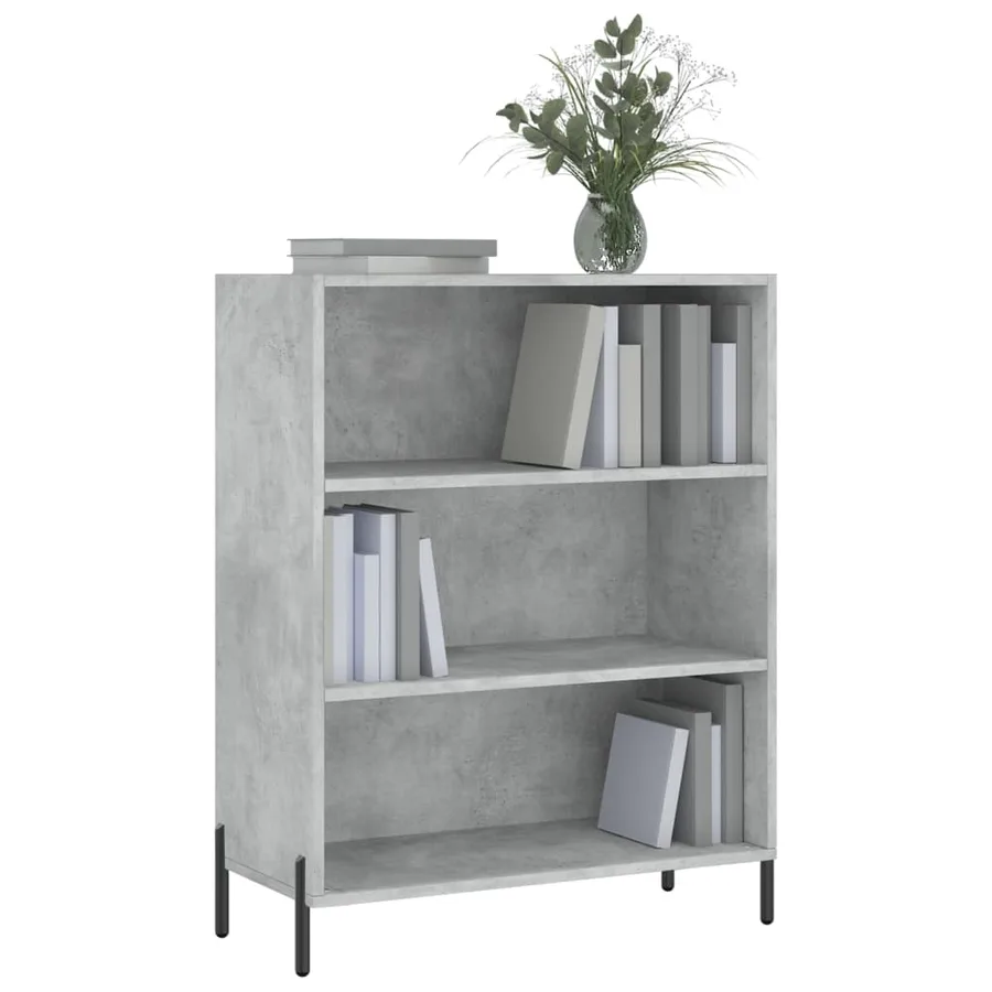 Armoire à étagères gris béton 69,5x32,5x90 cm bois d'ingénierie - 3